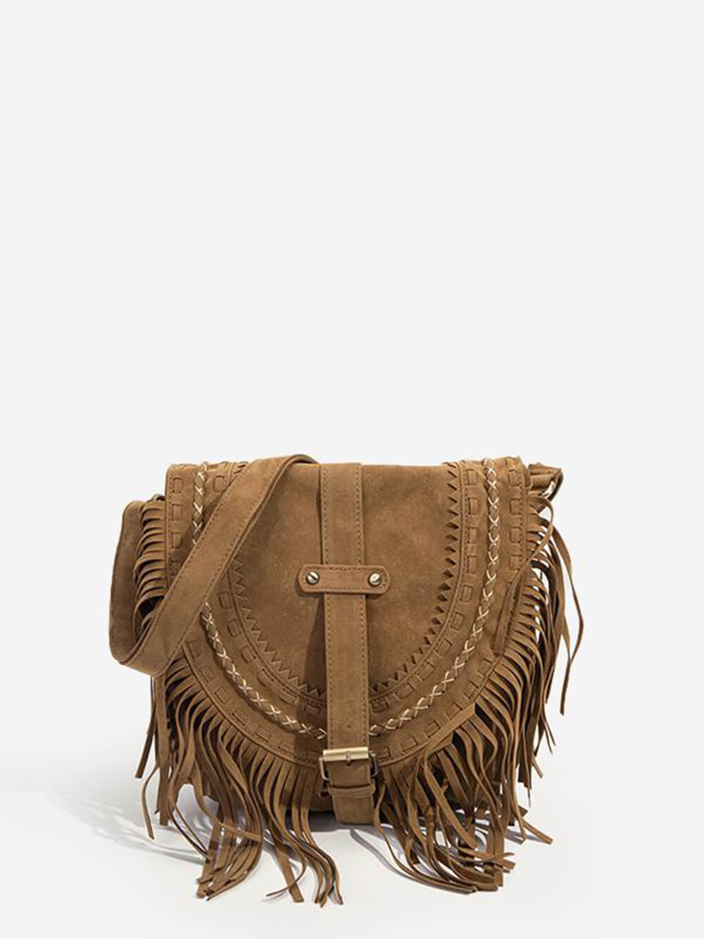 Sac décoré avec boucle à franges en faux daim