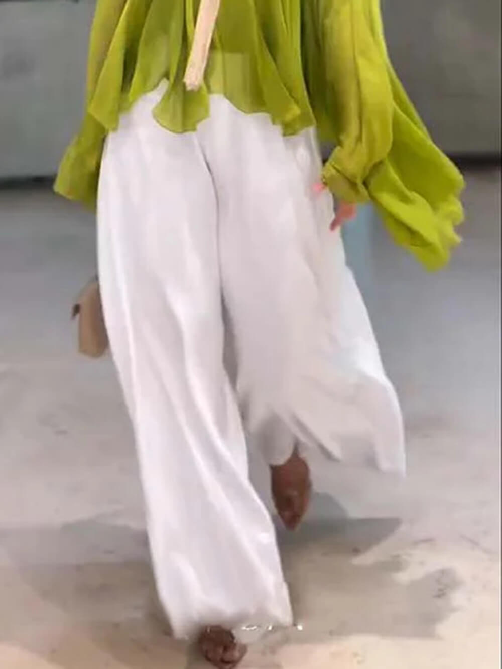 Pantalon ample décontracté à taille élastique et poches