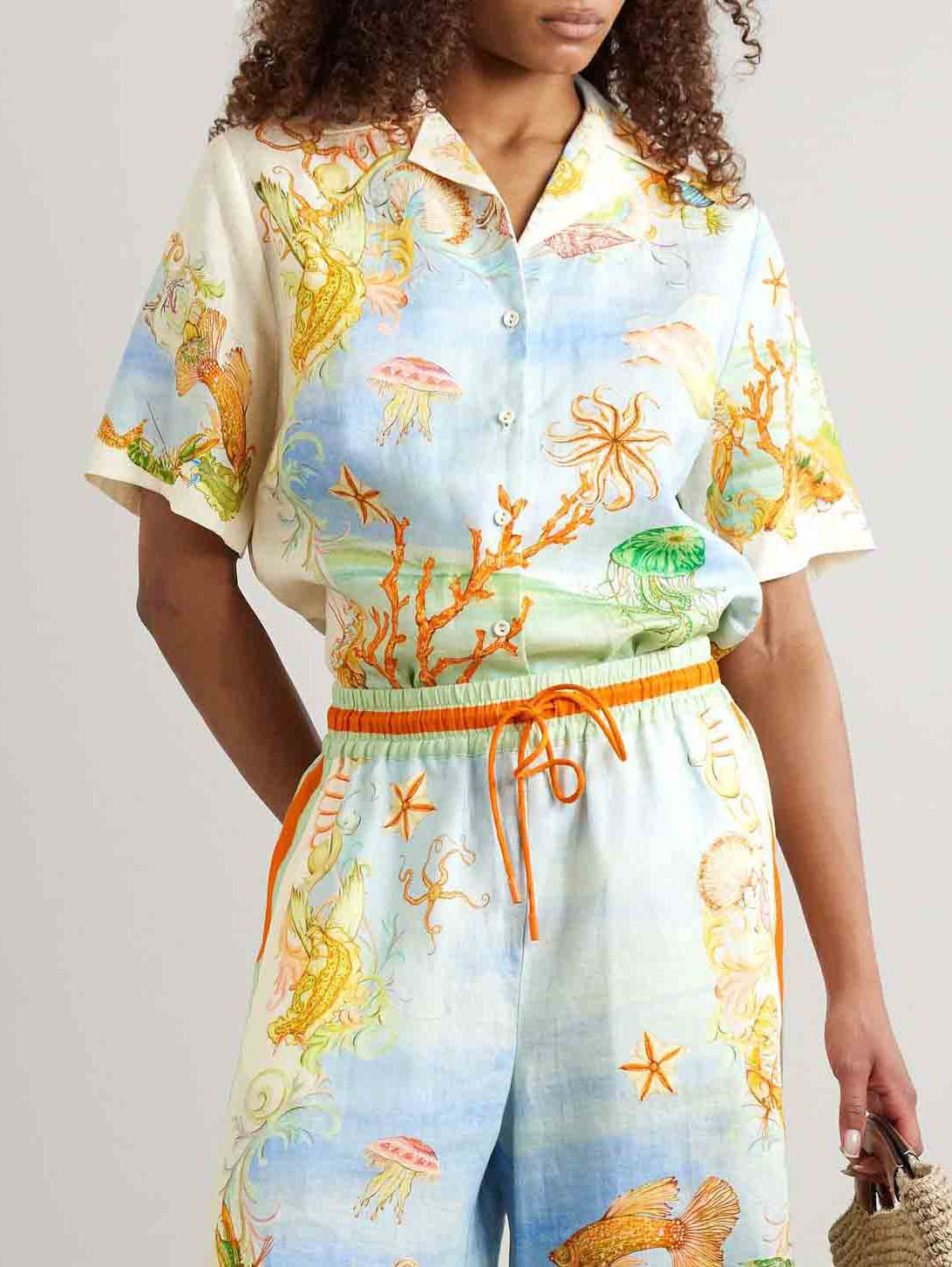 Chemise à imprimé corail océan fantaisie unique