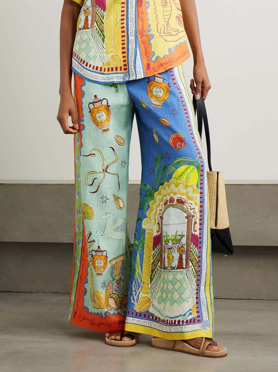 Einzigartige Hose mit weitem Bein und Sommer-Fantasie-Print
