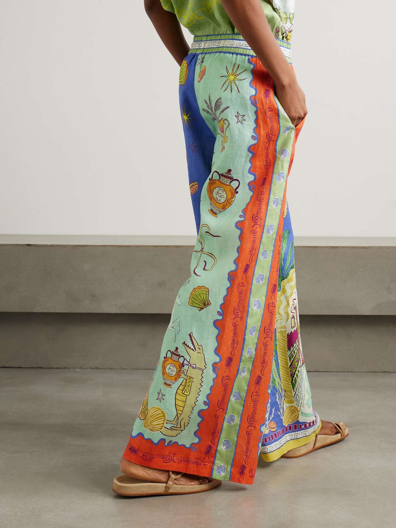 Einzigartige Hose mit weitem Bein und Sommer-Fantasie-Print