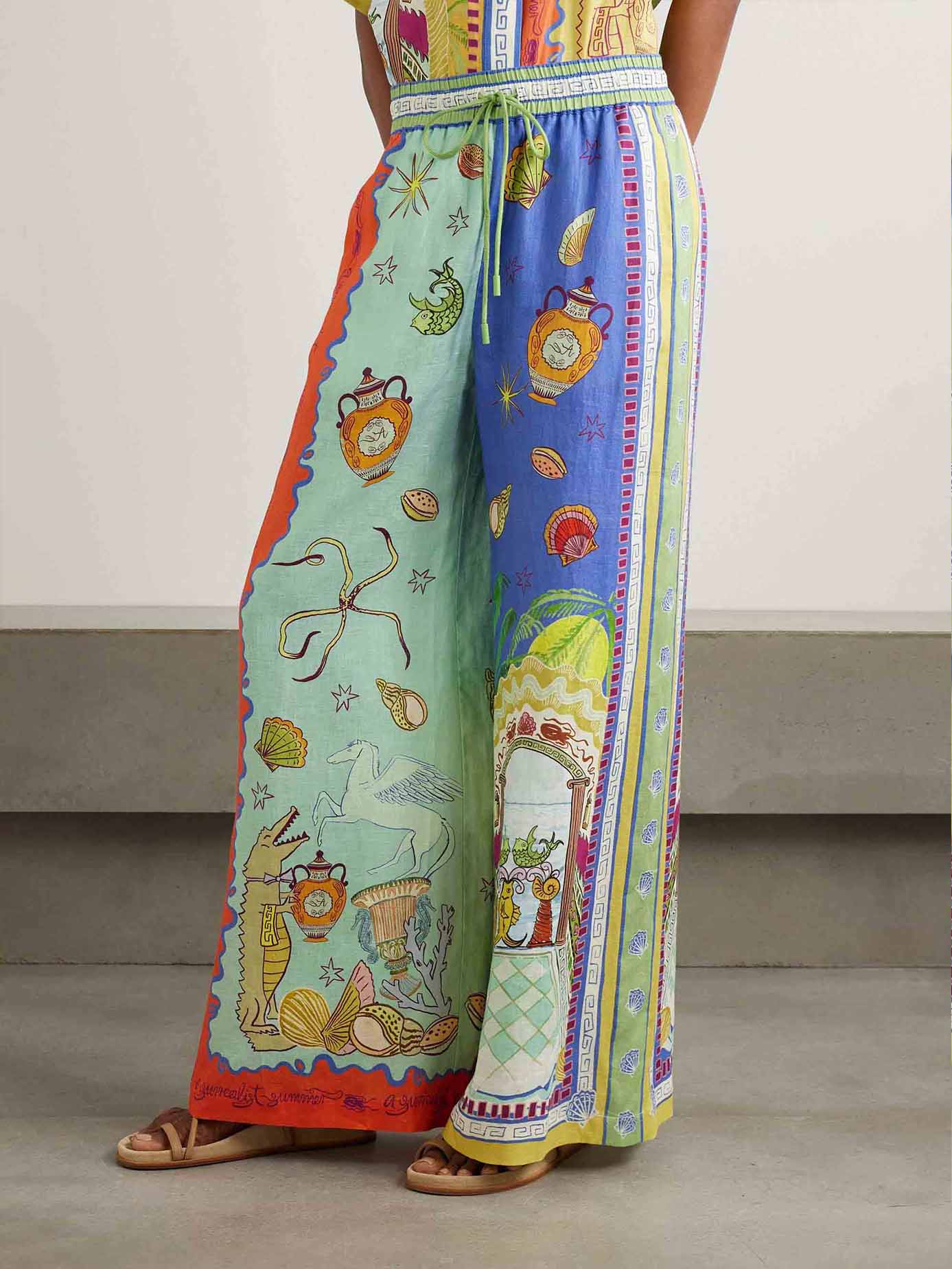 Einzigartige Hose mit weitem Bein und Sommer-Fantasie-Print