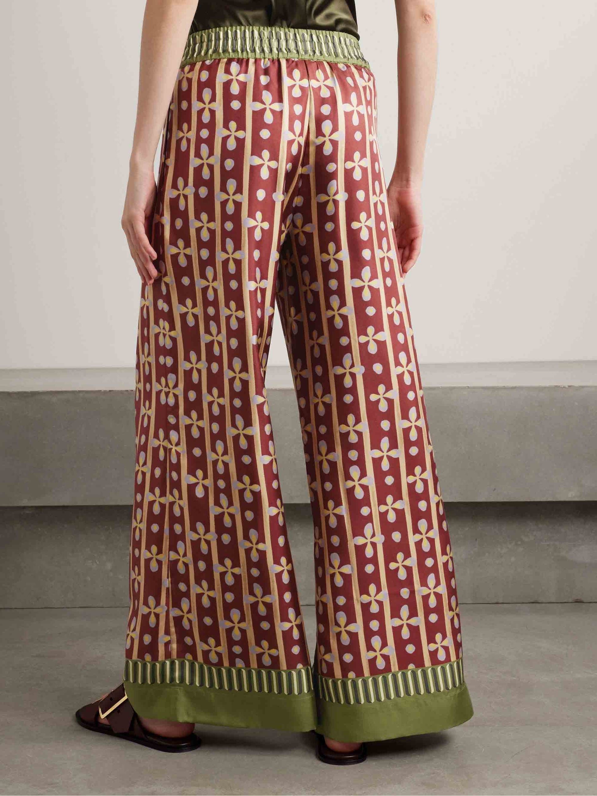 Einzigartige, lockere Hose mit weitem Bein und Retro-Print