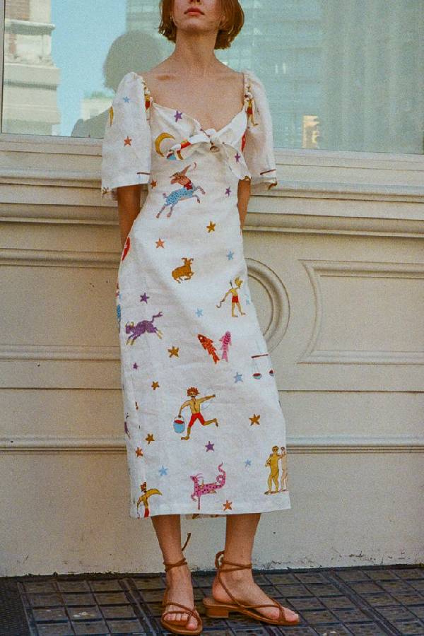 Autumn Maxi Dress - Patterned White