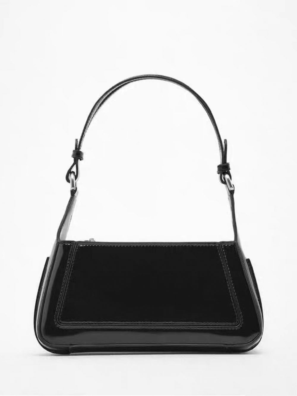 Sac à bandoulière carré en similicuir verni
