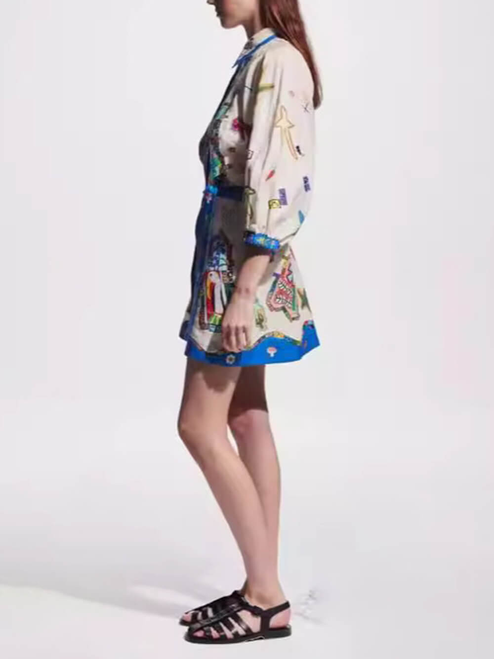 Robe cardigan imprimée à basque Temperament