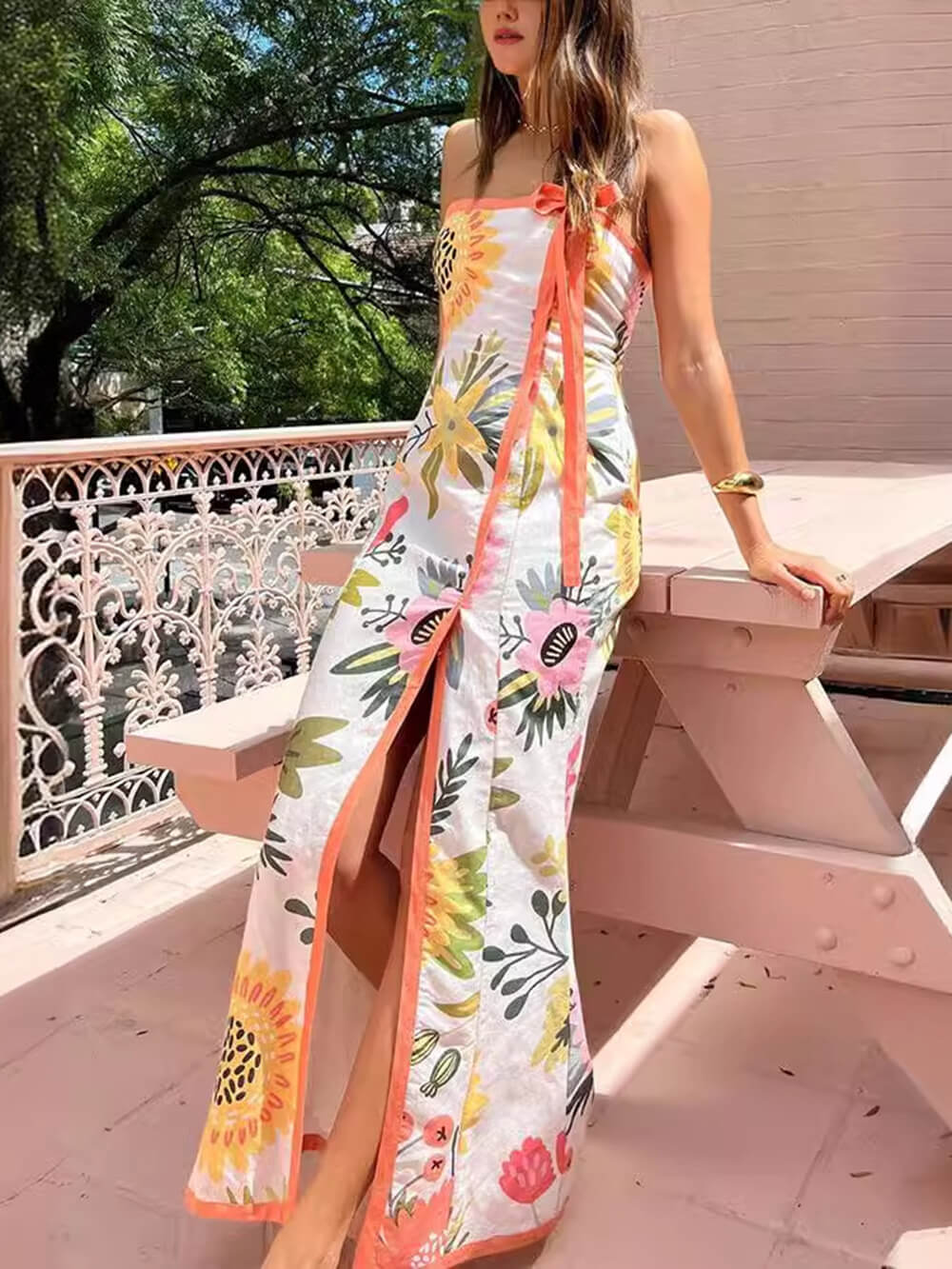Sommer Sexy Split Wrap Bedruckte Kleider