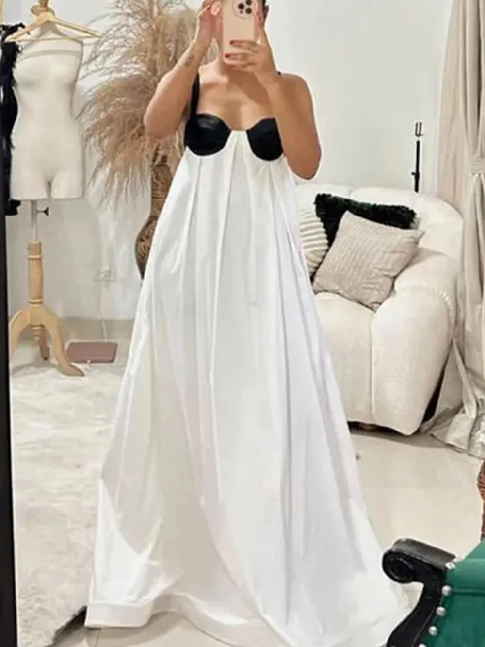 Robe longue d'été exquise sans manches à lacets et dos nu