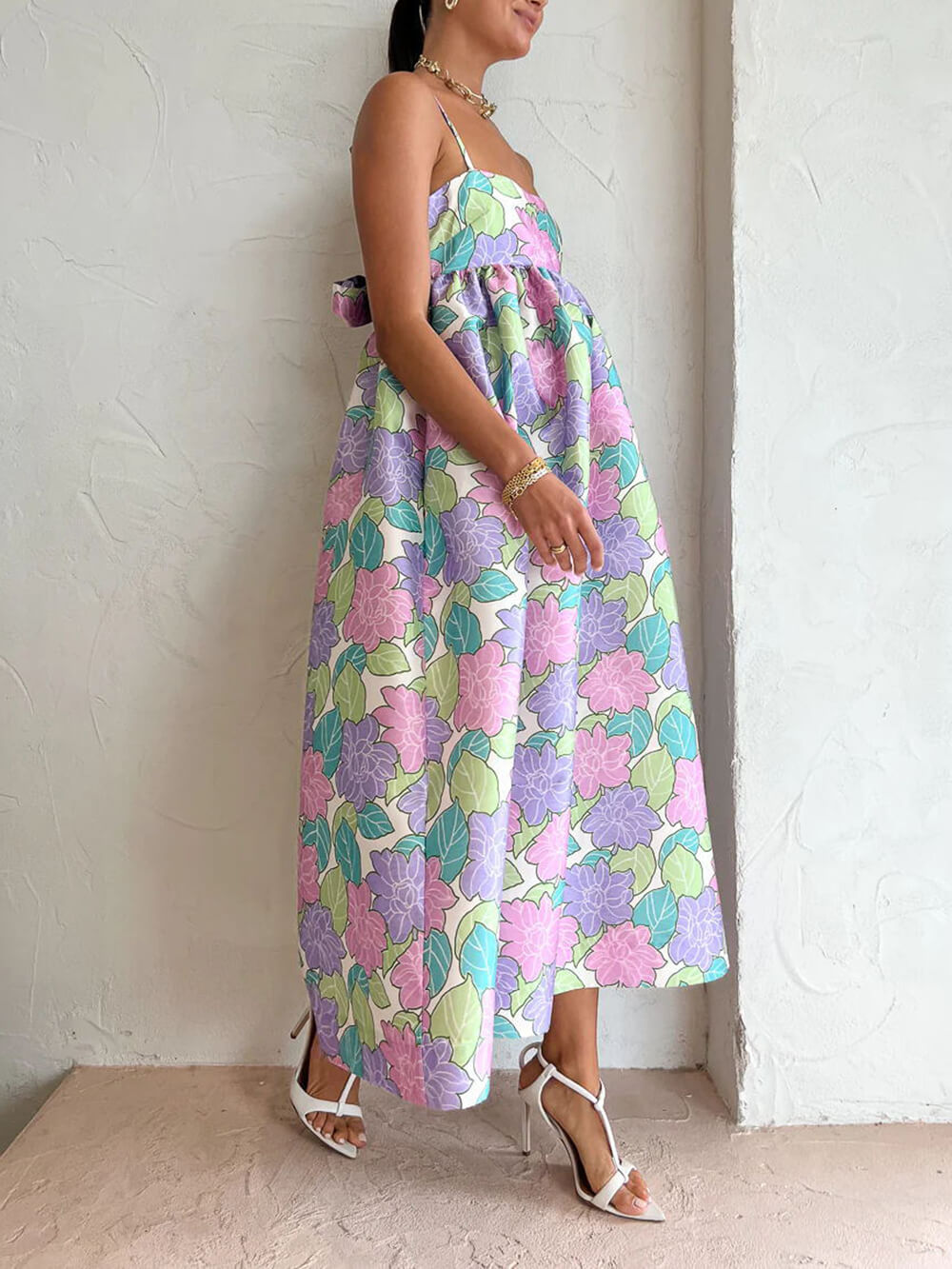 Robe trapèze dos nu sans bretelles imprimée Beautiful Temperament