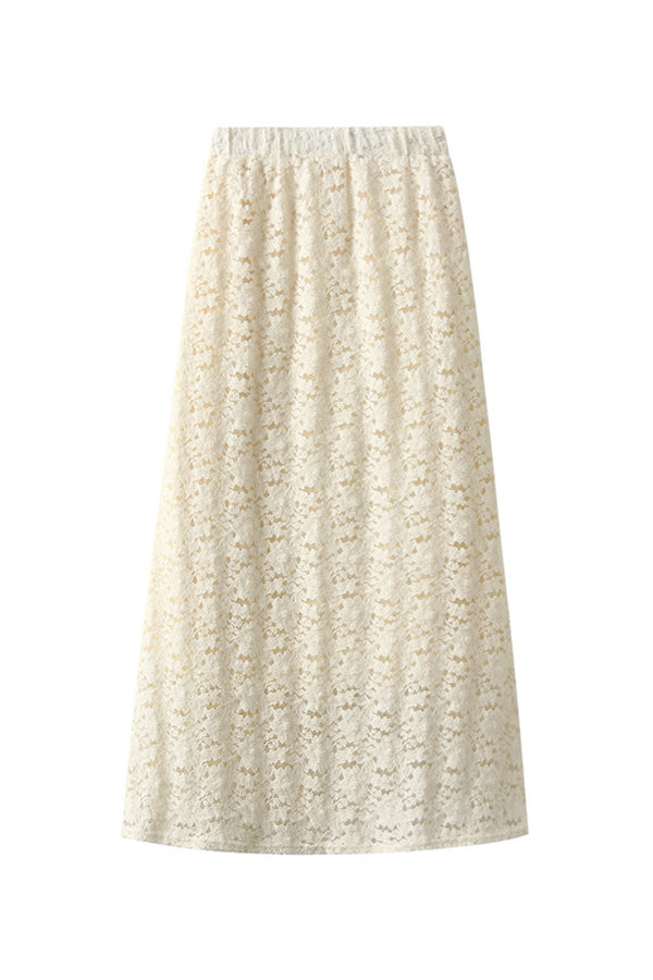 Lace skirt (thick velvet lining) apricot one size