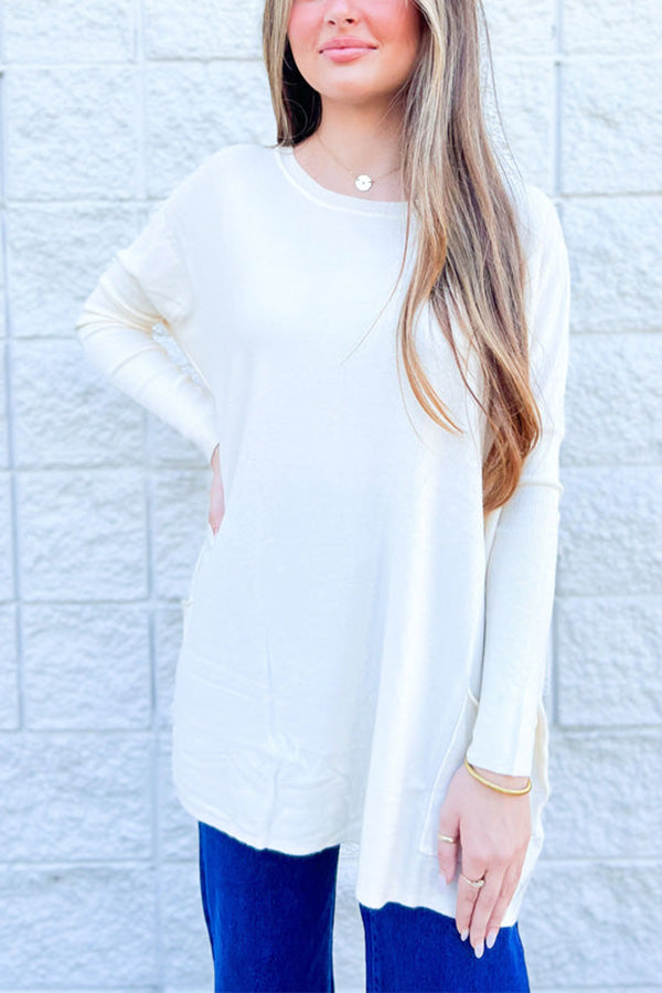 BOYFRIEND POCKET SWEATER Ivory