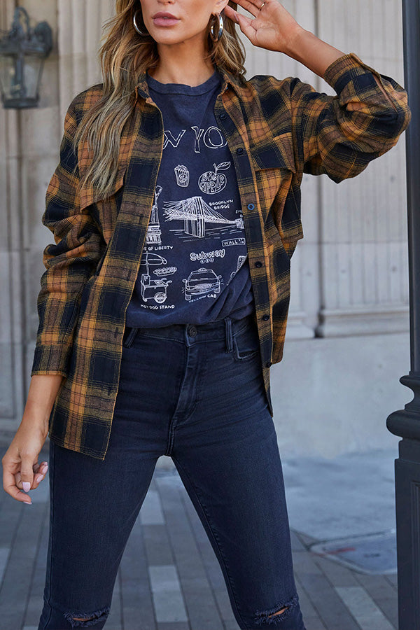 PETALUMA COTTON BLEND PLAID BUTTON DOWN TOP Brown