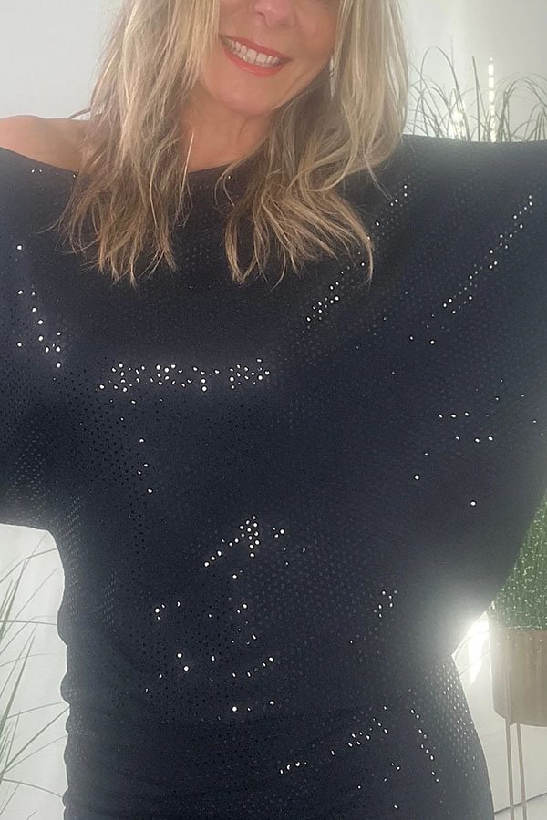 Full of Charm Sequin Dolman Sleeve Loose Midi Dress