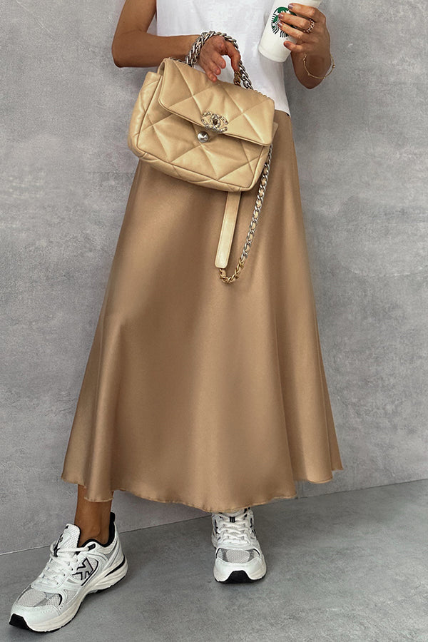 TAN SATIN SKIRT champagne