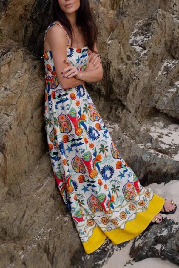 Tropical Holiday Print Maxi Dress