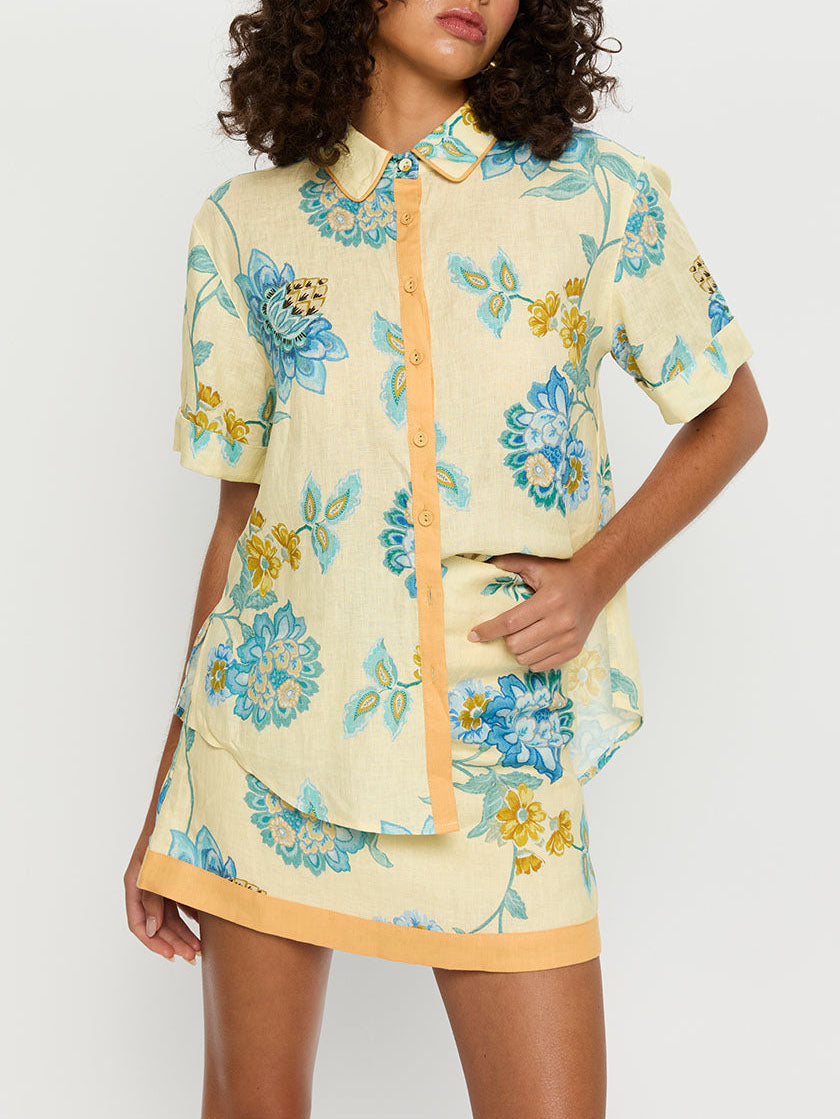 Jupe courte décontractée à imprimé floral exquis