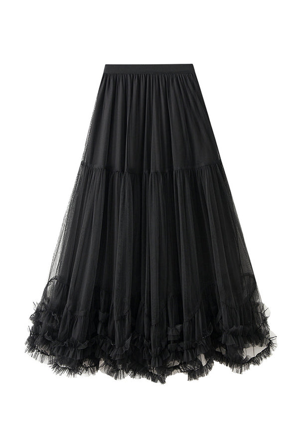 Sweet fungus lace A-line tutu skirt with large hem 2 one size