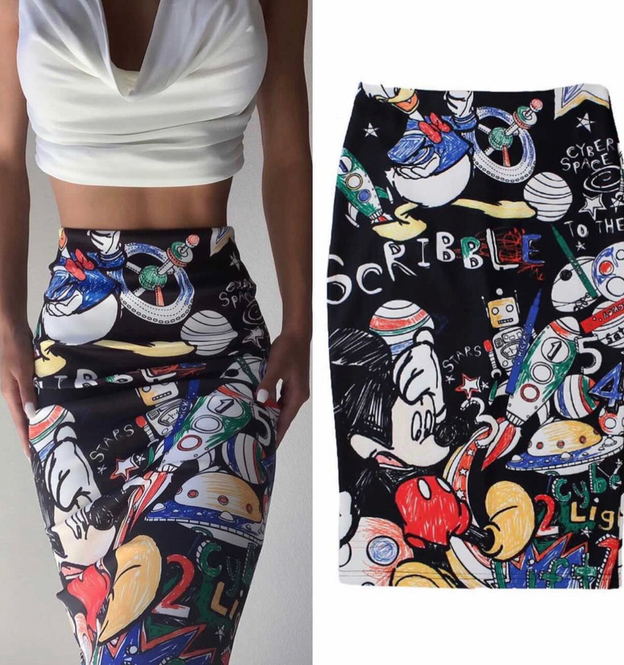 TAYANA SKIRT Black and white