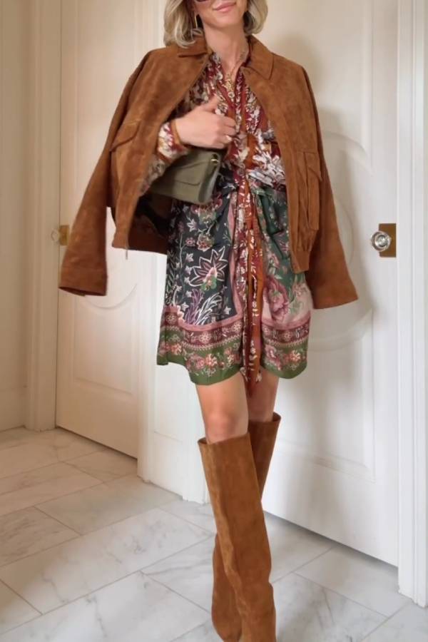Retro-Trend Wildleder Textur Freizeitjacke