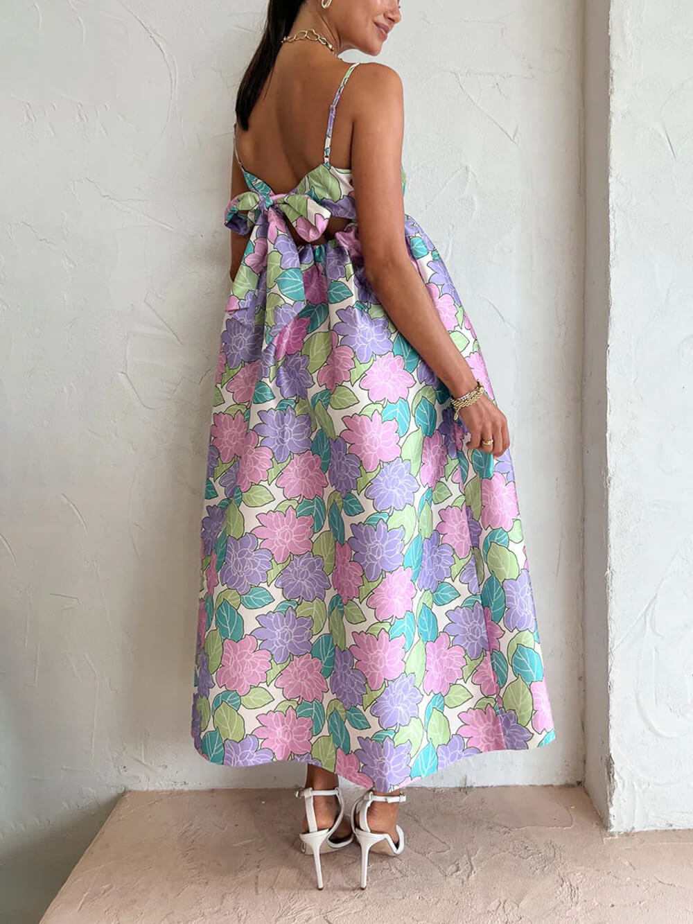 Robe trapèze dos nu sans bretelles imprimée Beautiful Temperament