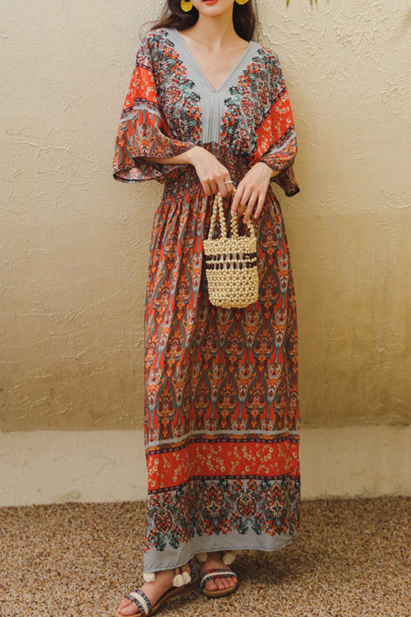 Bohemian ethnic style retro long skirt seaside vacation beach skirt