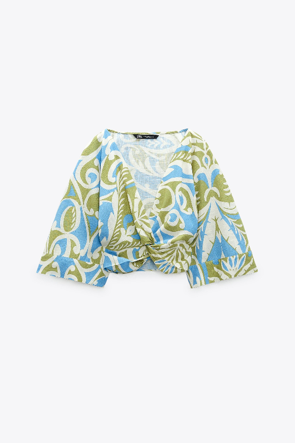 Maija Vintage Twisted Knot Detail Shirt And Skirt Set