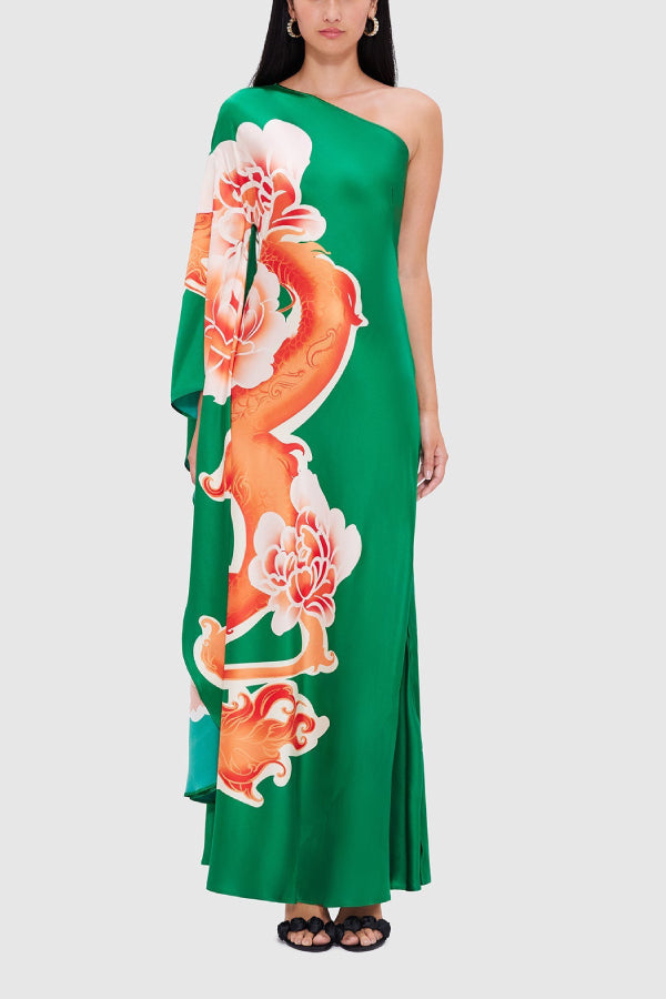 Mei One Shoulder Gown - Imperial Print