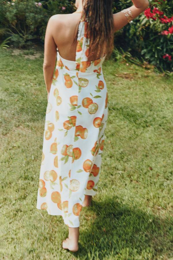 Neckholder-Maxikleid mit Print