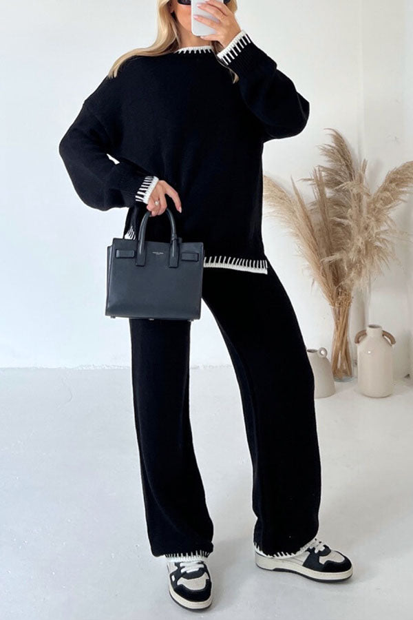 LAVINIA GREY KNITTED JUMPER AND TROUSERS Black