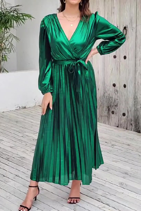Elegant and sexy slim long sleeve evening dress Green