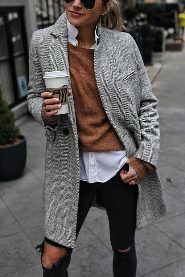 OUTLOOK BUTTON DOWN TEXTURED COAT Ash