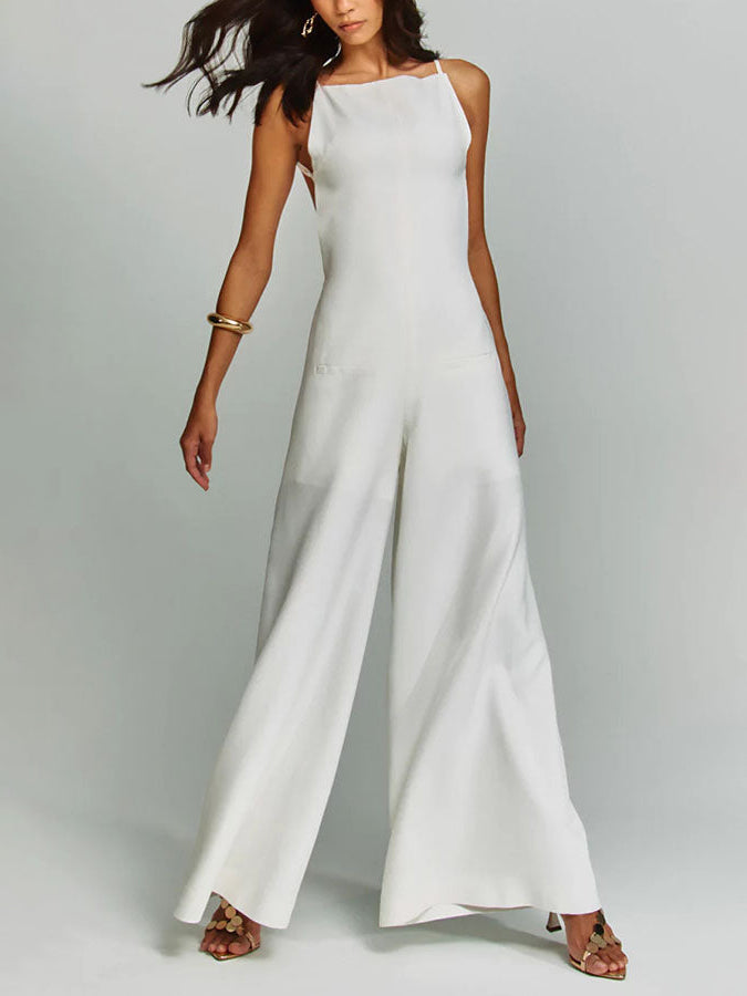 Combinaison décontractée classique à bretelles et jambes larges