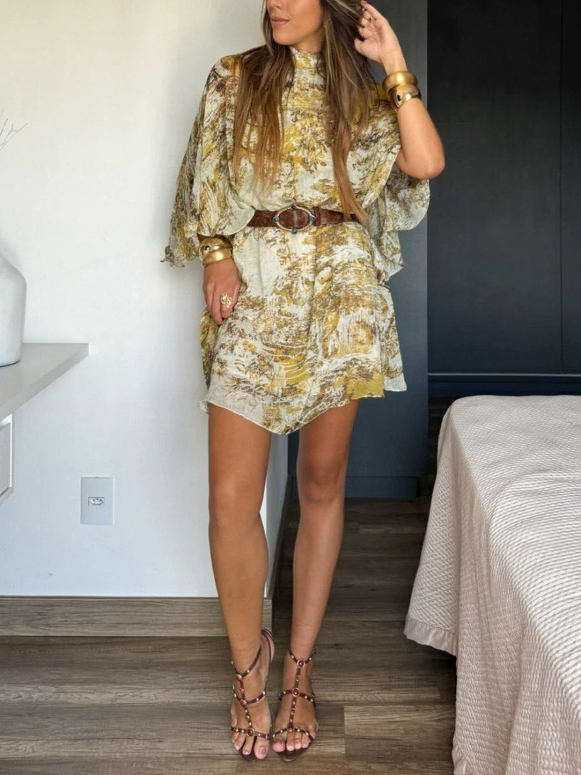 Einzigartiges Minikleid mit Bohème-Print