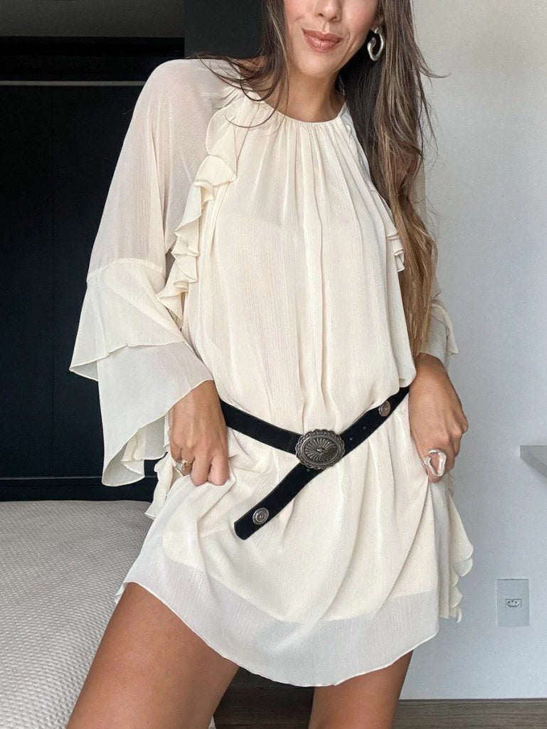 Resort Minikleid mit Falten und Rüschen