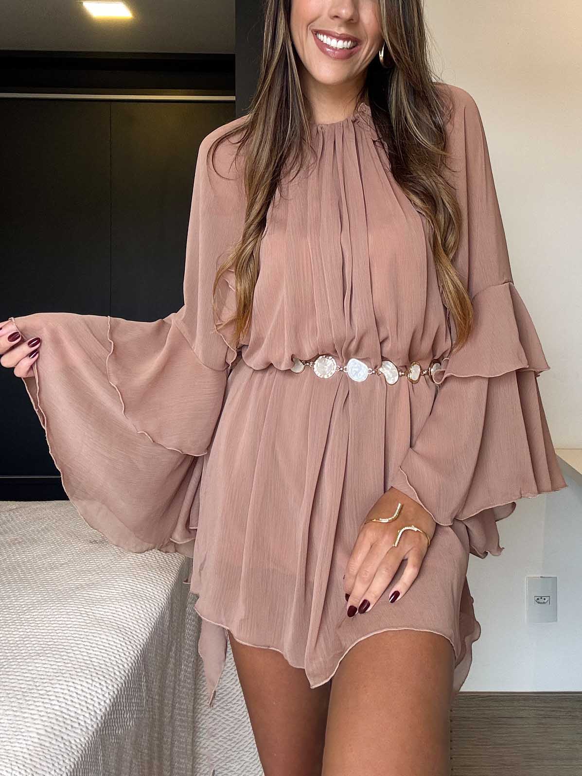 Resort Minikleid mit Falten und Rüschen