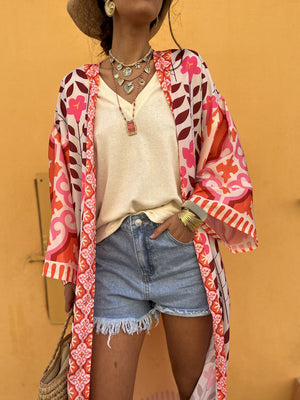 Atemberaubendes Oversize-Cardigan-Oberteil mit Blumenmuster