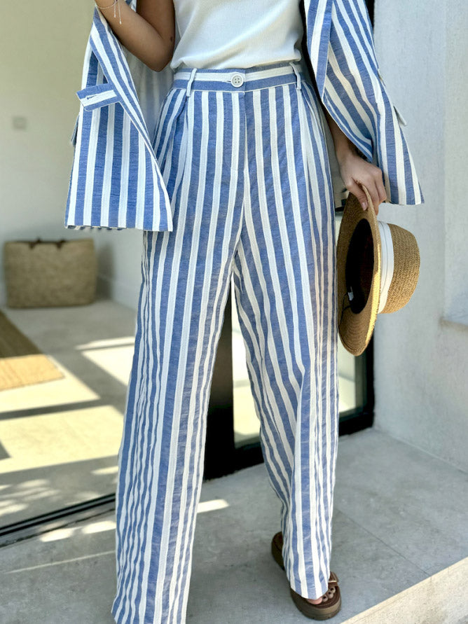 Pantalon décontracté à rayures classiques exquis