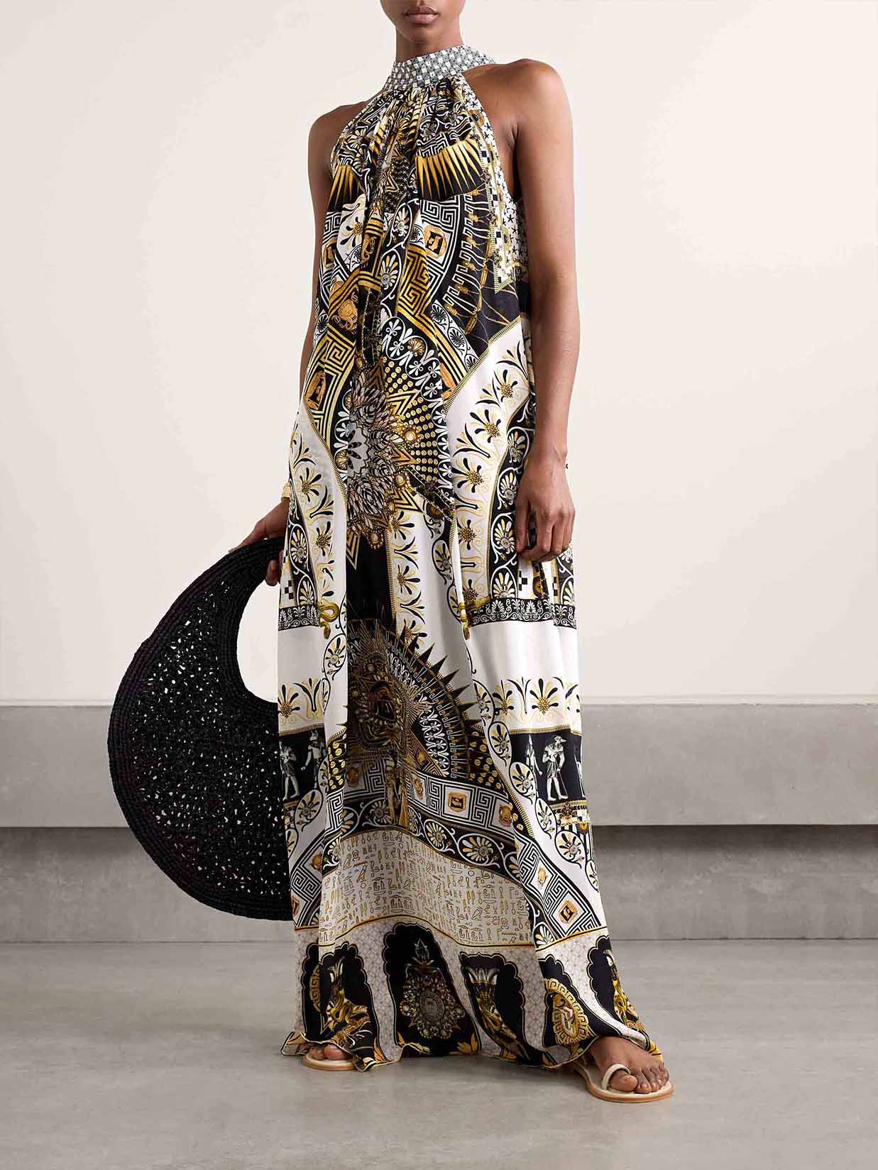 Robe longue à imprimé rétro magnifique et unique