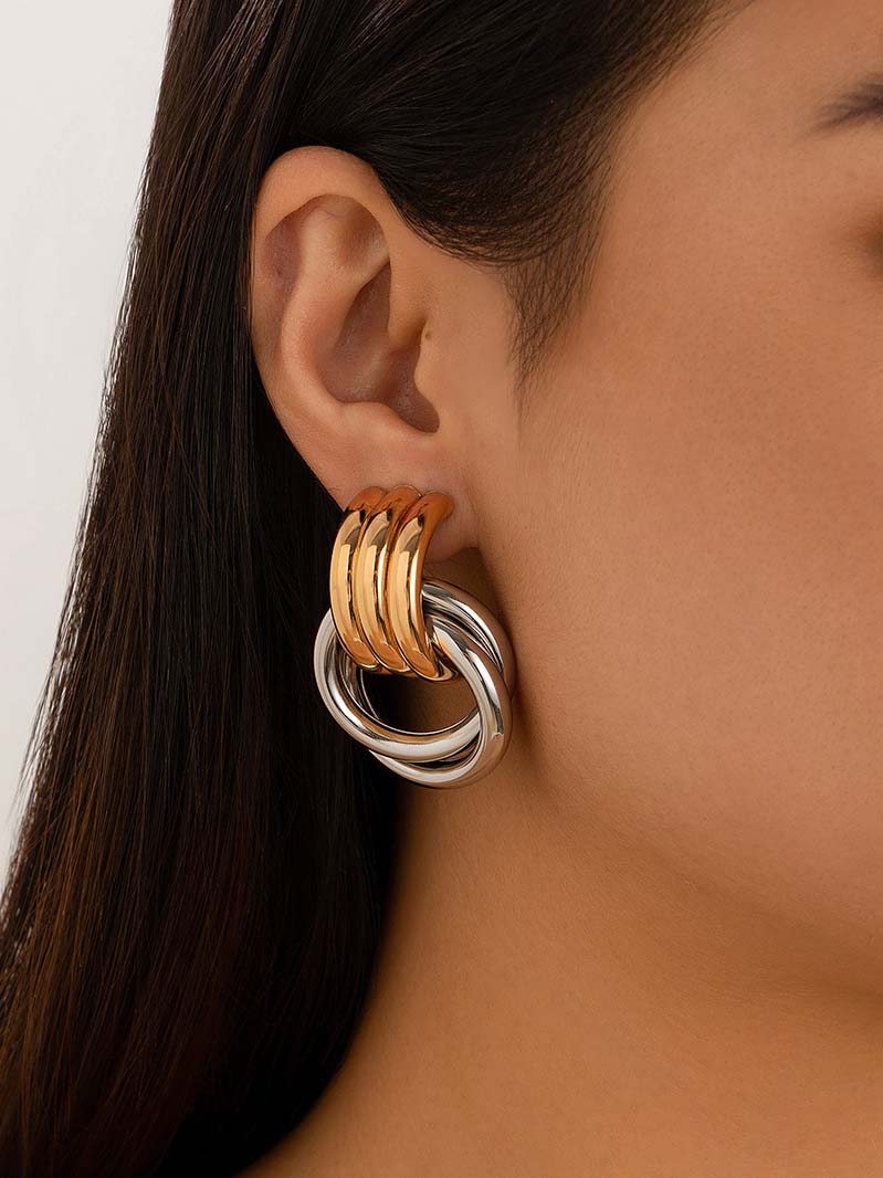 Boucles d'oreilles rondes à rayures personnalisées