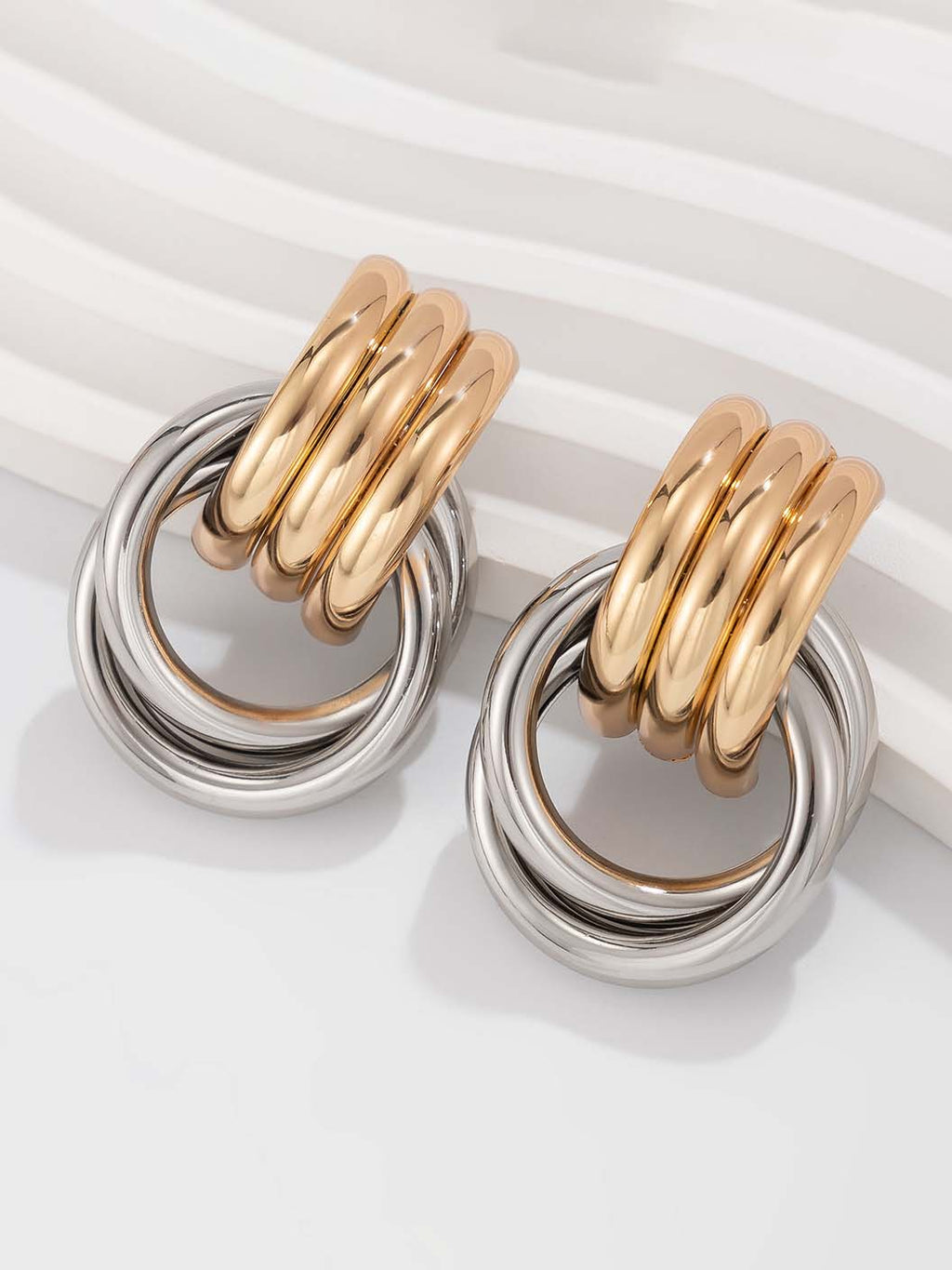 Boucles d'oreilles rondes à rayures personnalisées