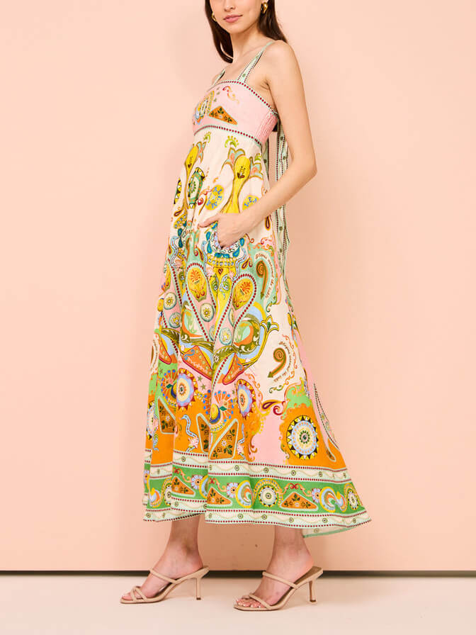 Robe Madi à imprimé caraco unique pour les fêtes