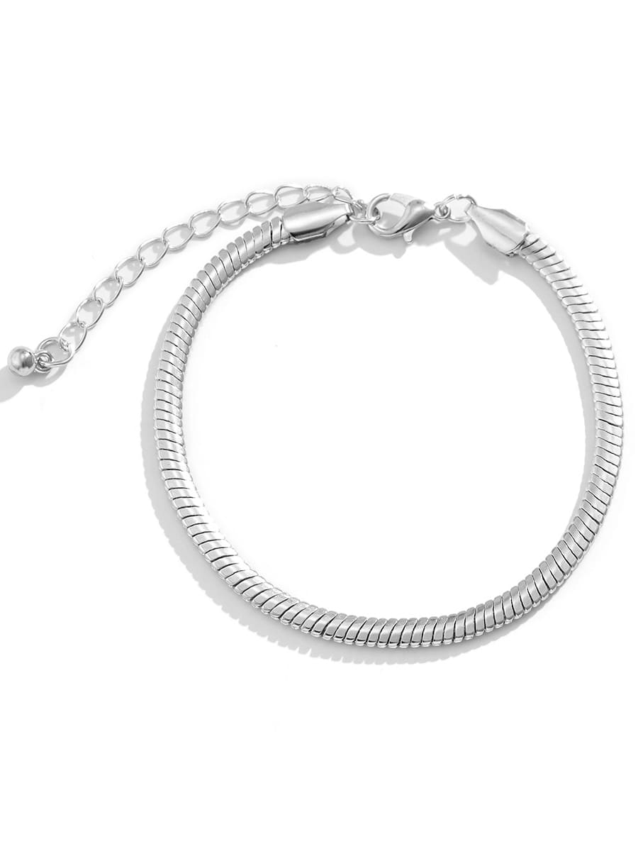 Flat Snake Bone Bracelet Silver one size