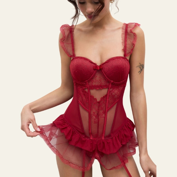 The Verona Ruffle Thong Set