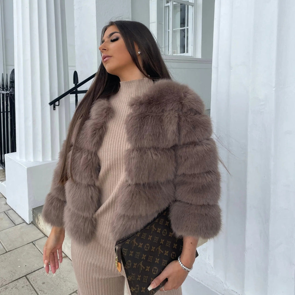The Vienna Plush-Fur Cropped Jacket