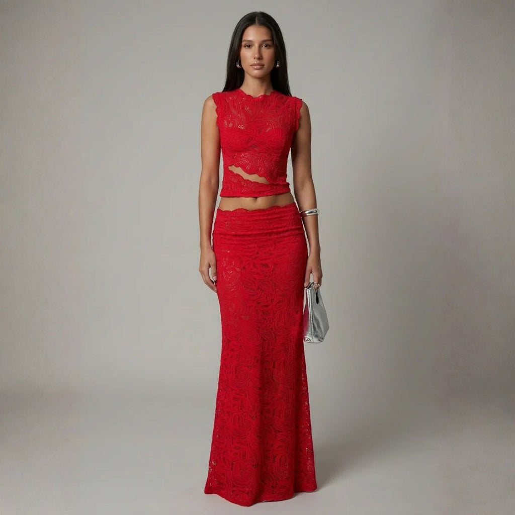 The Marbella Delicate Lace-Inspired Maxi Set
