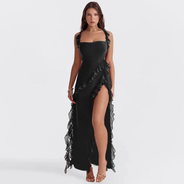 The Marbella Evening Ruffle Maxi Dress