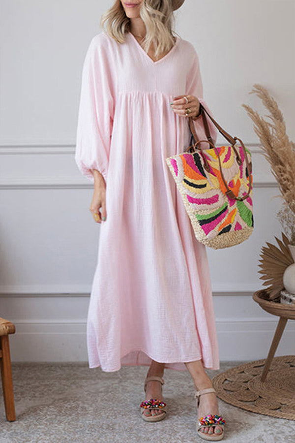 Casual Simplicity Solid Patchwork A Line Dresses Pink