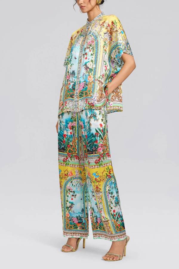Romantic Manor Print Short-Sleeve Shirt and Trousers Set