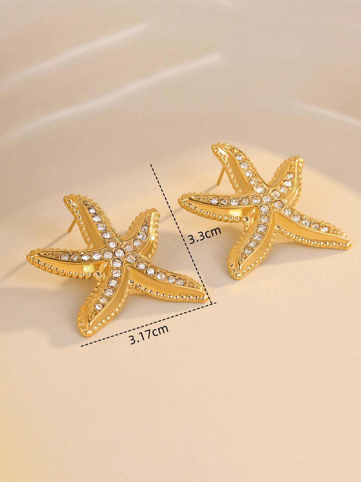 Boucles d'oreilles en zircon micro-incrusté d'étoiles de mer assorties