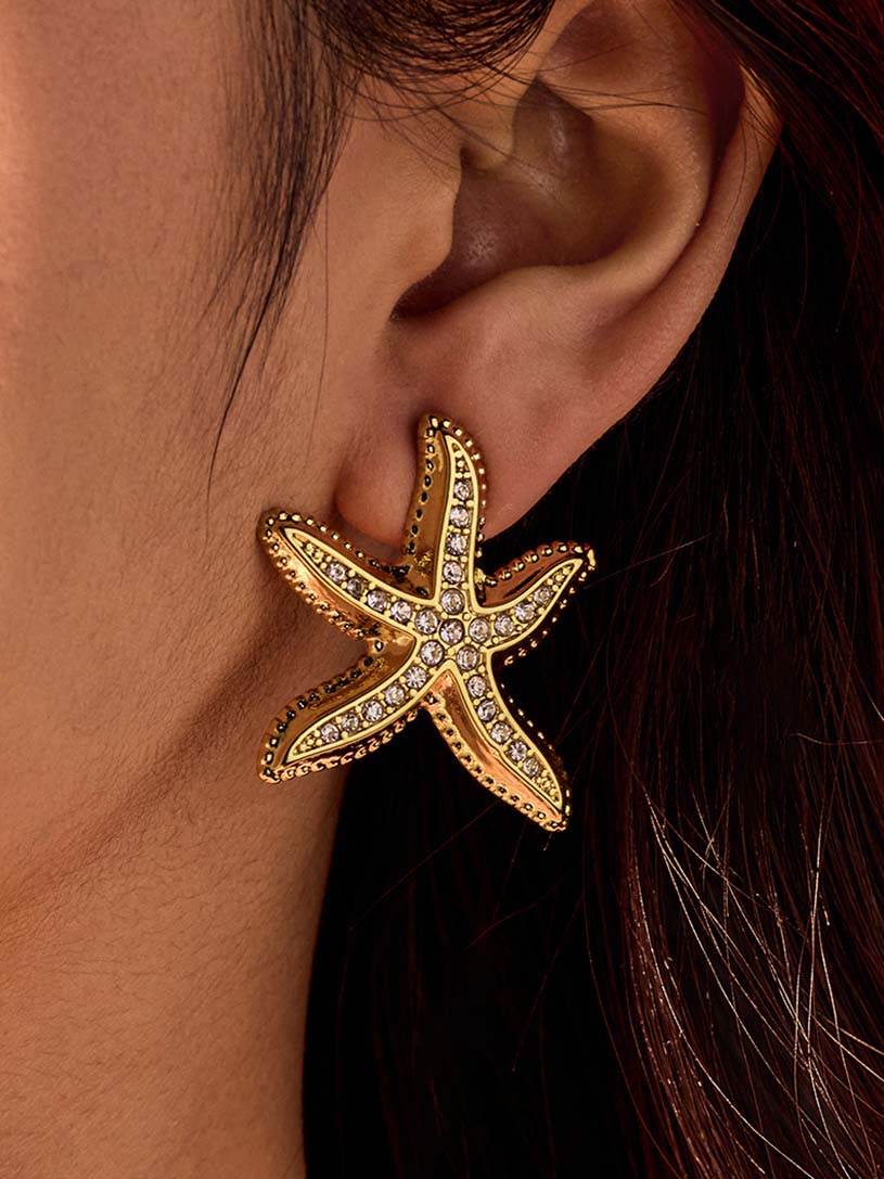Boucles d'oreilles en zircon micro-incrusté d'étoiles de mer assorties